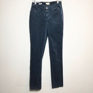 Dark blue fine cordoroy pants stretchy waist 28” - 30” pockets sz 2 casual